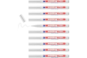edding 751 marquer peinture - blanc - 10 stylos - pointe ronde 1-2mm - pour dessin, coloriage, scrapbooking - étanche, très opaque