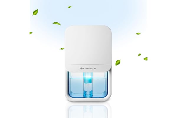 Ufesa Wellness Dry 210 Déshumidificateur Ultra Silencieux ≤35dB, 210ml/jour, 23W, Capacité de 800ml, 7 Couleurs Réglables, Jusqu'à 20m², Arrêt Automatique, Blanc