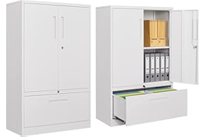 Sightlife Armario de Almacenaje Armario Archivador metalico Armarios de Oficina con cajones y Compartimentos, para Oficina, Blanco