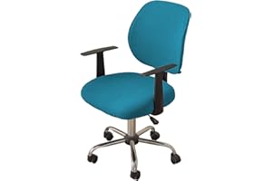 LIFEDX Chair Covers Computer Office Chair Cover,Split Stretch Spandex Seat Slipcover,Corn Silk Fabric Removable Washable Rotating Swivel Chair Protective Covers(No Chair),Blue,1PC