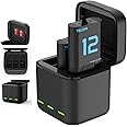 TELESIN Triple Battery Charger for GoPro Hero 12 Hero 11 Hero 10 Hero 9 Black, 2-Pack Batteries and 3-Channel USB Storage Quick Charger for Go Pro Hero 12/11/10/9 Batteries Charger