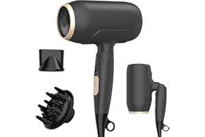 OKWRAP Travel Hair Dryer 2000W, Foldable with 3 Speed 3 Heat Setting, Portable with Diffuser & Concentrator, Fast Drying for Everyone