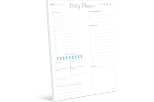 THE CLASSY PLANNER Daily Planner & organiser desk pad with 50 undated A4 tear-off pages – Boost productivity and stay on track with daily schedule, to do list, notes and more (Pink)
