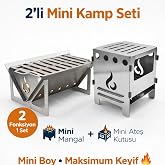 Fasmart Mini Kamp Seti 2&rsquo;li &ndash; Taşınabilir Mangal & Ateş Kutusu Katlanabilir Outdoor Set