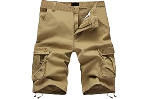Beokeuioe Pantaloncini cargo da uomo, per allenamento, pantaloni larghi, taglie forti, da uomo, plaid, da spiaggia, camouflage
