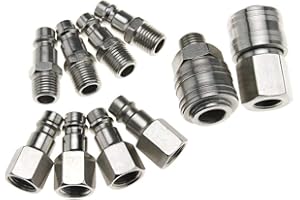 LIANDASHENG 10PCS Air Line Connectors Euro Airline Hose Compressor Fittings 1/4" BSP Airline Fittings Thread Hose Connector Fittings Set