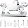 Zybervr Charging Dock for Meta Quest 2, VR Charger Station for Oculus Quest 2, Wireless Charging Stand for Quest 2 Controllers, Rechargeable Batteries (Support Charging Elite Strap with Battery)