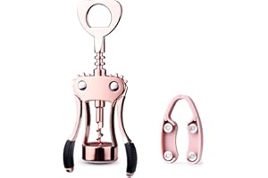 Drincarier Weinöffner, multifunktionaler Flügelkorkenzieher für alle Korkstopfen und Bierdeckelflaschen, Luxus-Kellner-Korkenzieher mit Foil Cutter Set für Weinliebhaber, Kellner – ROSE GOLD