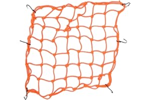 EVGATSAUTO Maglia per Casco Moto, Rete Portaoggetti, Filamento in Lattice Ultra Elastico per Veicoli Elettrici, Auto Sportive Fuoristrada(B (arancione fluorescente))