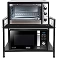 A to Z Hub || 2 Tier Metal Microwave Stand || Microwave & OTG Stand for Kitchen Counter|| Double Platform for Extra Storage with Hooks|| Kitchen Oven Rack