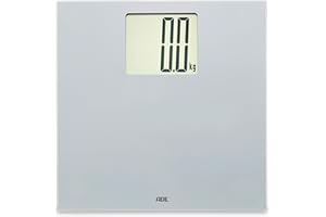 ADE Digitale Personenwaage mit großem XXL-Display | Körperwaage besonders gut ablesbar | Badezimmerwaage mit hoher Tragkraft bis 200 kg | silber