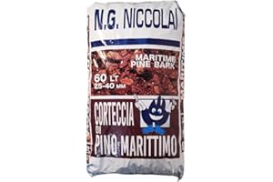 N.G. NICCOLAI NG NICCOLAI Corteccia di Pino Marittimo Francese Varie PEZZATURE per PACCIAMATURA E Decorazione Sacco 60 Litri (Grossa (20-40 MM))