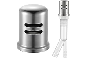 Enhon 1 Set Dishwasher Air Gap Kit, with Skirted Brass Air Gap Cap and Matching Escutcheon, Dishwasher Air Gap Replacement, Stainless Steel Air Gap Cover