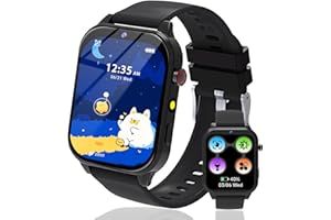 kaacly Kids Smart Watch for Girls Boys Gifts,Smart Watch Kids with 1.83 Inch DIY Face Steps Counter Sleep Monitoring Birthday Gifts Watch for Children 4 5 6 7 8+ (Black)