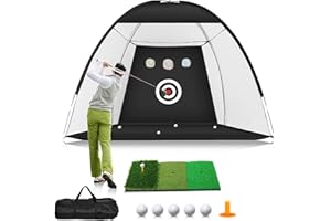 HELACUEIL Rete pratica da golf, 300 x 200 cm, con tappetino in tri-tappeto erboso, reti di aiuto per l'allenamento del golf, con bersaglio in nylon per ridurre il rumore (L)