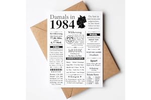 VP-DSGN Geburtstag - 1984 - Postkarte Zeitungsartikel Fakten zum Jahrgang - Deko Geschenkideen zum Geburtstag, Mann Frau - damals in 1984