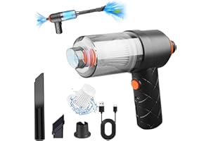 Sverluus Aspirateur à Main,8000 Pa Mini Aspirateur Voiture 2 in 1 Aspirateur Voiture Puissant sans Fil Aspirateur Portable USB Rechargeable pour Poils d'animaux, Voiture, Maison (Black)