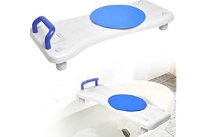 Suusolny Badewannensitz Senioren Badewannenbrett zum Sitzen Verstellbar 41-63cm Sitzbrett Wannenbrett Badewanne Brett Seifenablage & ergonomischer Griff 150KG - Blau Griff + Drehscheibe