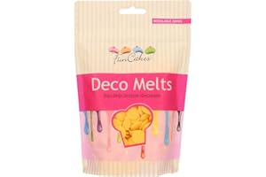 FunCakes Deco Melts Yellow - Dip, Drip, Drizzle and Decorate Melt in The Microwave and Pour in Every Shape Make Candy, Drip Cakes, Lollipops and Decorate Cakes, Cookies and Cupcakes AZO Free 250 g
