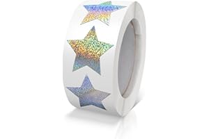 MEITAAT Silber Sterne Aufkleber Rolle 2.5cm Klein Selbstklebende Glänzende Etiketten Weihnachts Sterne Funkelnde Aufkleber Star Sticker Sterne Glitzer Deko Scrapbooking 500 Stück