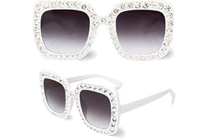 Aoreety Oversized Rectangle Fake Rhinestone Sunglasses, Unisex Thick Frame Bling Hollow Out Design Sunglasses Sparkling Retro Sunglasses for Women Dresses up Clothing Accessories-yellow