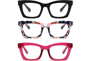 Hubeye Reading Glasses for Women Oprah Style Blue Light Blocking Oversized Square Spring Hinge Computer Readers 1.50