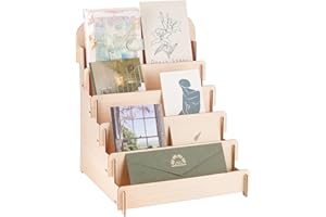 PH PandaHall Kartenständer mit 5 Ebenen, Postkartenständer aus Holz, tragbar, Postkartenhalter für Fotokarten, Verkäufer, Verkaufstheke, Grußkarten