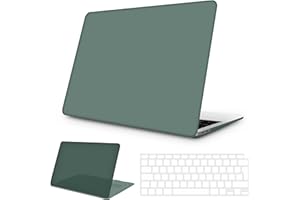 NPUOLS Etui na MacBooka Air 13 cali 2020 2019 2018 model A2337 (M1) / A2179 / A1932, matowy twardy plastikowy pokrowiec ochronny + osłona klawiatury TPU EU (A2337/A2179), ciemnozielony