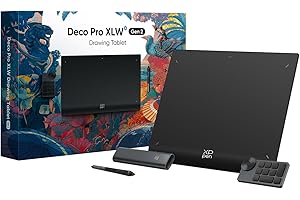 XP-PEN XPPen Deco Pro XLW (Gen 2) Tavoletta grafica Bluetooth da 15x9", Penna passiva a 16K levelli di pressione, 10 Ore di Autonomia, Incluso Mini Tasteria Remota, Poggiapolsi ergonomico