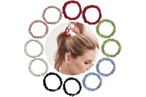 Yomaido Hair Ties| Bands 12 Packs for Woman| Girls, Skinny Silk Satin Hair Scrunchies, Small Ponytail Holders No Damage Breakage for Thick Curly Long Fine Hair