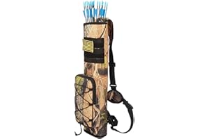 Lixada Quiver for Arrows, Side Quiver for Arrows, Quiver for Arrows Bow with Multipurpose Pockets, Archery Bag with Adjustable Strap for Hunting Target Practice