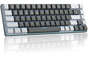 MageGee Wireless Portable 60% Gaming Mechanical Keyboard,BT/2.4G/Wired Minimalist MK-Box Plus Compact 68 Keys Office Keyboard with Blue Switch for Windows Laptop PC Mac Convenient(Gray & Black)