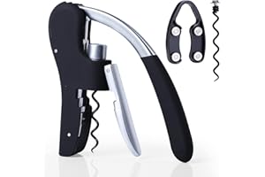 Drincarier Profi-Flaschenöffner, Zinklegierung, mit Hebel, Korkenzieher, mit Folienschneider, Kellnermesser, Tintenfisch/Hase, Schwarz