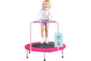VEVOR 36" Kids Trampoline, 3FT Indoor Outdoor Trampoline, Foldable Mini Trampolines with Handle, Rebounder for Toddlers, Birthday Gift for 3+ Years Children, Boys Girls for Fun, Pink