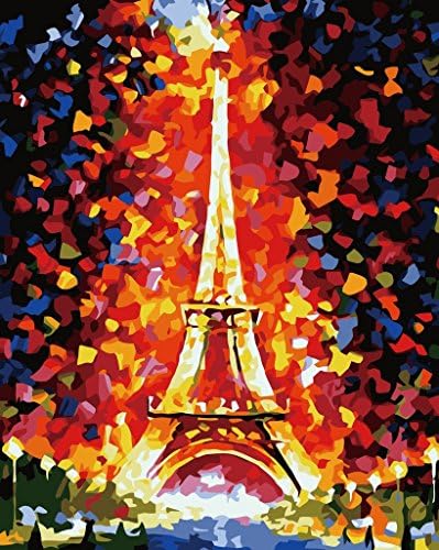 [ New Release ] Diy Oil Painting by Numbers, Paint by Number Kits - Eiffel Tower 16*20 inches - Digital Oil Painting Canvas Wall Art Artwork Landscape Paintings for Home Living Room Office Christmas Decor Decorations Gifts - Diy Paint by Numbers Diy Canvas Kit for Adults Advanced Children Seniors Junior - New Arrival - No. D202
