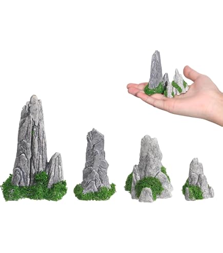 TOYANDONA Miniatur Steingarten Deko Berge  4.5x7.7x3cm Kunstharz Felsen  Fr Bonsai, Zen Garten & Mikrolandschaft