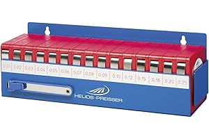 HELIOS-PREISSER Helios Preisser Fühlerlehrenset im Wandhalter (nachfüllbar, mit Beschriftung, 330 x 100 x 110 mm, Messbereich 0,01 – 0,25) 0611 180