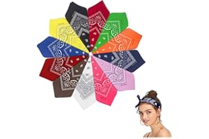 RUGUOA Pack of 12 Paisley Bandana Novelty Headband Multifunctional Cowboy Neckerchiefs Square Neck Scarf for Men Women Kids (12 Colors)