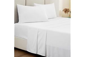 RUIKASI Juego de Sabanas 150x190 - Sabanas Cama 150 de 4 Piezas, con Sabana Bajera Ajustable 150x190/200, Sabana Encimera 240x275 y 2 Fundas Almohadas 50x75cm, Suave, Blanco