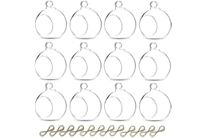 Sziqiqi Świecznik na podgrzewacze, 8 cm, 12 szt. szklanych bombek na podgrzewacze, przezroczyste wiszące szklane terrarium na ślub, Boże Narodzenie, urodziny, dekoracja centralna