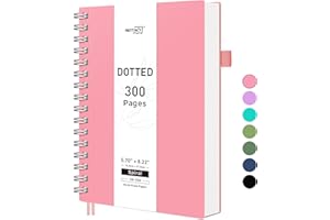 RETTACY Cuaderno A5 con Puntos, Cuaderno en Espiral, 300 Hojas/150 Páginas para Escribir, 100 g/m², Tapa Dura de PVC, para Mujeres, Hombres, Trabajo, Oficina, Escuela, 14,5 x 21 cm, Rosa