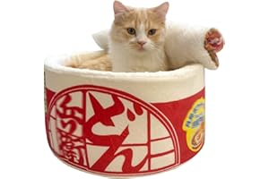 HAYCHE Ramen Letto per gatti a forma di tagliatelle istantanee, per gatti e gatti, per interni, carini e confortevoli, per gatti e gatti, per animali domestici, rimovibile, multifunzionale,