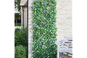 Garden Mile Expandable Lilac Bloom Willow Trellis Realistic Faux Lilac Bloom Trellis Outdoor Garden Wall Fence Decorative Indoor (180 x 90cm)