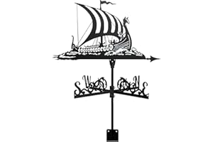 YDHNB Shot Case Wetterfahne aus Segelschiff Piratenschiff Wikinger-Kriegsschiff Windanzeiger aus Edelstahl zur Dekoration im Außenbereich für den Außenbereich