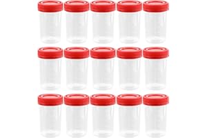 ZJIVQO 15PCS 60 ml Graduated Measuring Cup Specimen Bottles for Urine Specimen Cups with Lids Plastic KMH Measuring Cups Urine Sample Jar Containers for Pee Semen Sperm Sample Testing