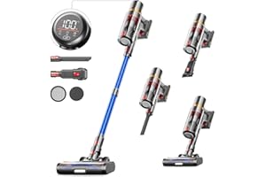 Avalsor Akku Staubsauger 45000Pa/550W/65Min, 1.5L Staubsauger Kabellos mit LED Touchscreen und mit Anti-Tangle-Bürste, Akku Staubsauger Kabellos mit 8 Schichten Filter für Hartböden/Teppich/Tierhaare
