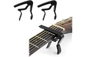 SGERUFZ 2 Pcs Cejilla de Guitarra Española y Acústica Capo de Aleación de Aluminio para Guitarra Eléctrica Acústica Clásica Folk Ukelele y Bajo Color Negro