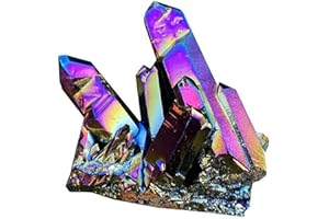 HUSHUI Racimo de Cuarzo de Cristal arcoíris Natural, Piedra de Cristal arcoíris Colorida Natural Racimo de Cristal de Roca Natural Geoda Muestra de Piedra Decoración del hogar