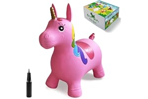 HotMax Unicorn Bouncy Horse, Inflatable Bouncy Animals Hopper for Toddlers, Ride on Jumping Toys for Baby Girl or Boy Birthday Gift (pink)