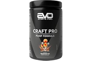 ‎EVO SPORTS FUEL EVO SPORTS FUEL Craft Pro Pump Booster | 450g | Peach Ice Tea | Pre-Workout-Booster ohne Koffein & Stimulanzien mit L-Citrullin-Malat, L-Arginin & Mehr | Qualitätsgeprüft | Made in Germany (1er Pack)